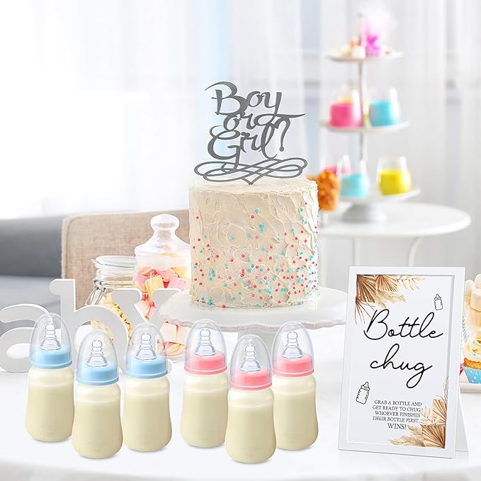 Roowest Bottle Chug Baby Shower Game Favors Including Boho Theme Wooden Sign - Image 5