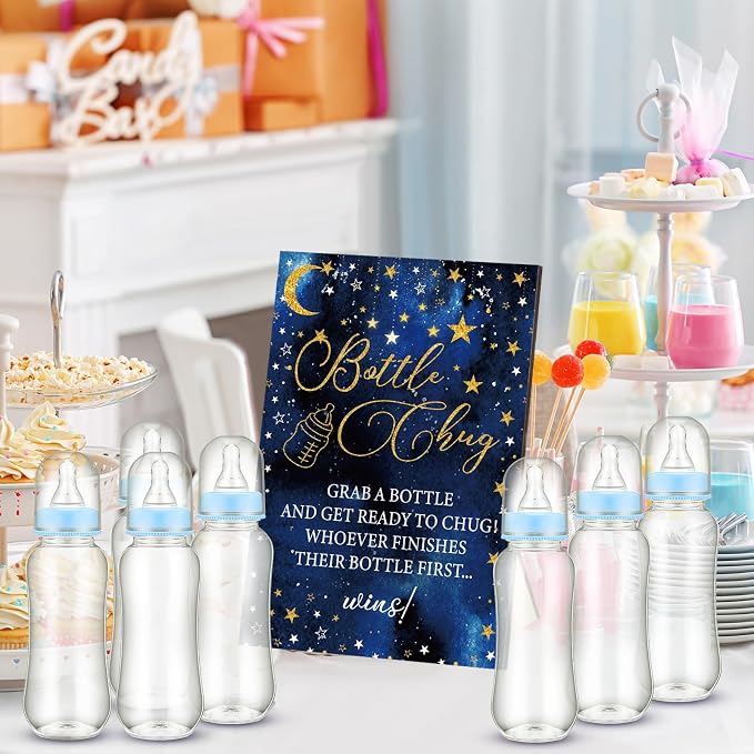 TrelaCo Star Cool Baby Shower Games Bottle Chug Sign Wooden Twinkle Moon and - Image 6
