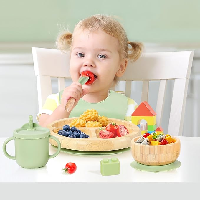 Bamboo Suction Plates for Babies and Bamboo Plates For Kids Baby Feeding and - Image 3