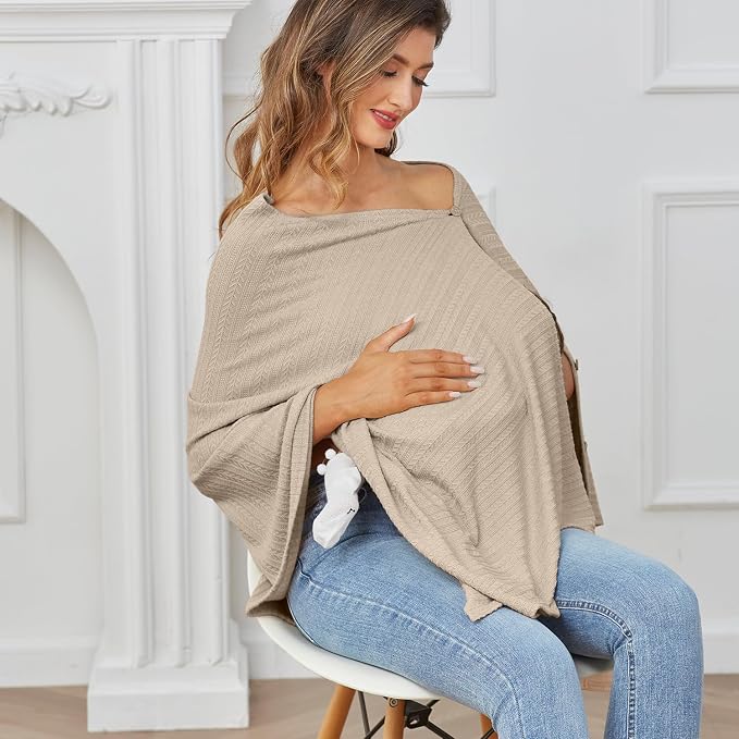 Nursing Cover for Baby Breastfeeding, Knit Breastfeeding Cover, Warm Cozy - Image 6