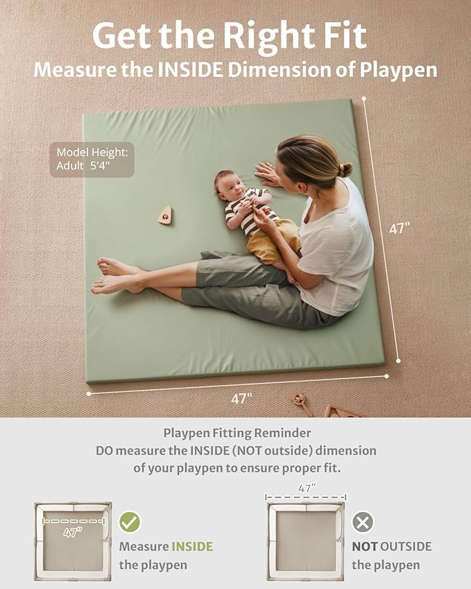 Blissful Diary Vegan Leather Baby Play Mat, 47x47 Thicken Foam Cushioned & - Image 2