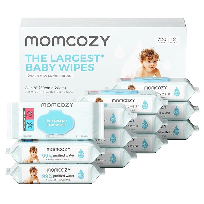 Momcozy Baby Wipes-Extra Large Size Design, 99% Water Based, Unscented & by Momcozy