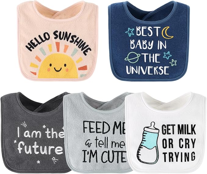The Peanutshell Baby Boy or Girl Terry Bibs Set of 10-100% Cotton, Absorbent - Image 5