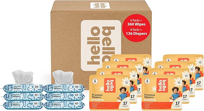 Hello Bello Mega Surprise Pack, Size 6, 136ct Hypoallergenic Assorted Diapers by HelloBello