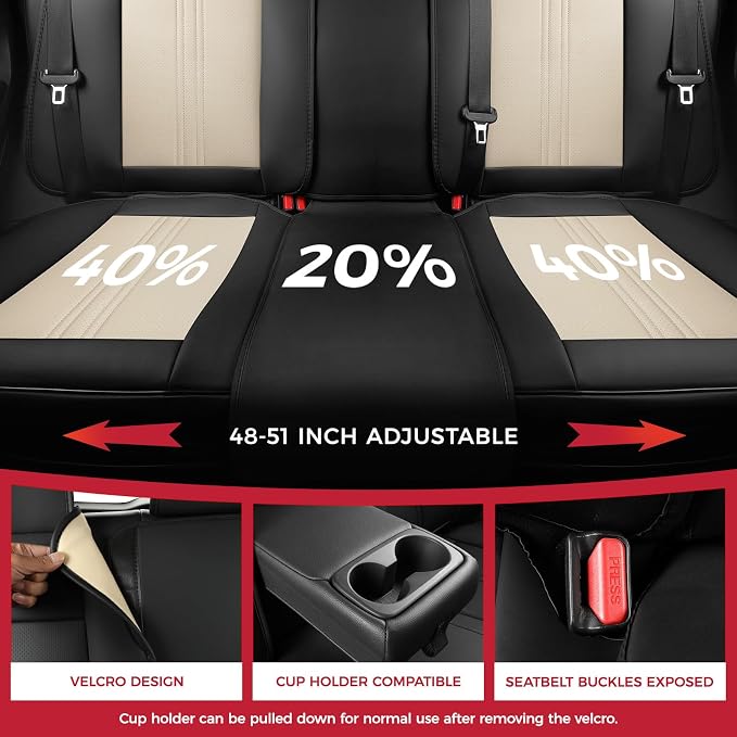FREESOO Car Seat Covers Full Set, Leather Seat Covers - Image 5