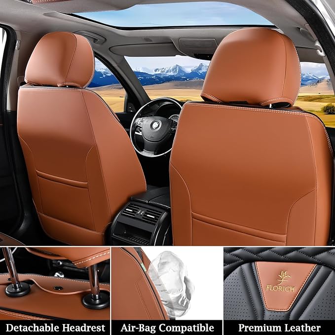 FLORICH Leather Seat Covers, Seat Covers Full Set, Car Seat Protectors 5 Seats - Image 6