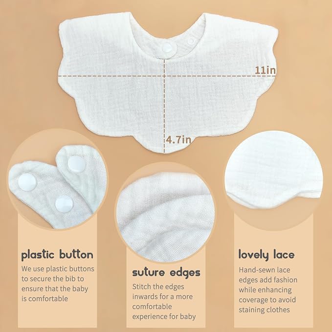 Baby Bibs Muslin Bibs for Baby Girl Boy for Drooling and Teething 10 Pack - Image 4