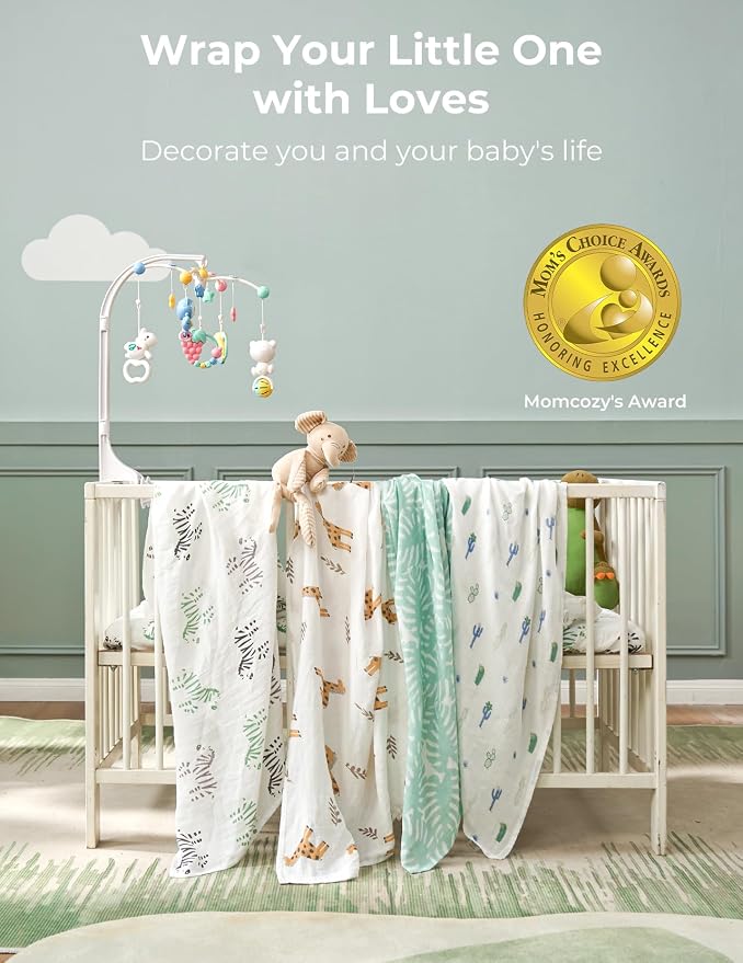 Momcozy Muslin Best Wishes Swaddle Blankets, Ultra Soft Neutral Registry - Image 7