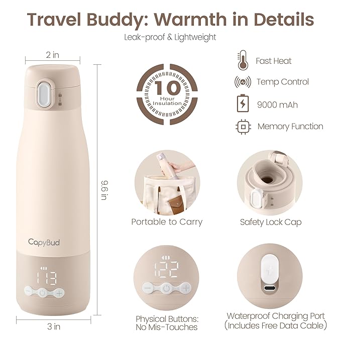 Portable Bottle Warmer for Travel, 12 Oz Milk Warmer for Breastmilk Formula - Image 4