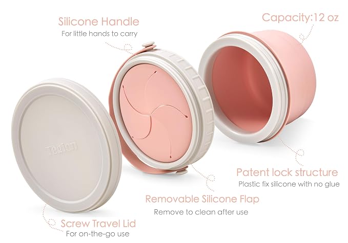 No Spill Silicone Toddler Snack Containers, Detachable Silicone Flap - Image 4