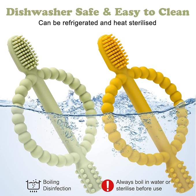 Baby Teething Toys with Easy-Hold Handle, Silicone Infant Toothbrush, Textured - Image 6