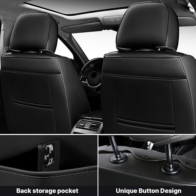 Car Seat Covers, Waterproof PU Leather Automotive Seat Covers Full Set - Image 4