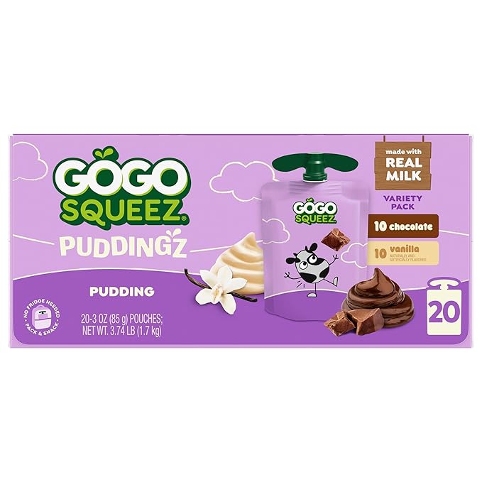GoGo squeeZ PuddingZ Variety Pack, On-the-Go Chocolate and Vanilla Pudding - Image 2