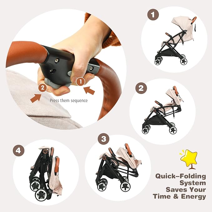 BABY JOY Lightweight Baby Stroller, Compact Toddler Travel Stroller - Image 6