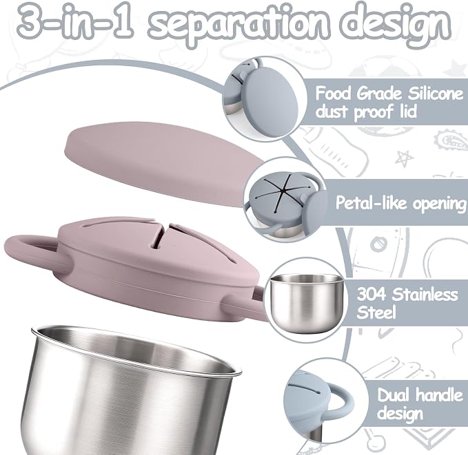 2-Pack Stainless Steel Snack Containers - Image 3