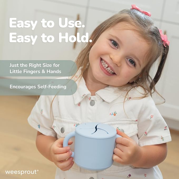 WeeSprout Snack Containers, Food Grade Silicone Cups, Spill-Proof Tops - Image 6