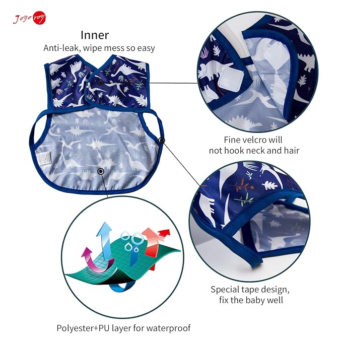Joyo roy Mess Proof Baby Bibs 6-12 Months Waterproof Toddler Baby Boy Bibs - Image 3