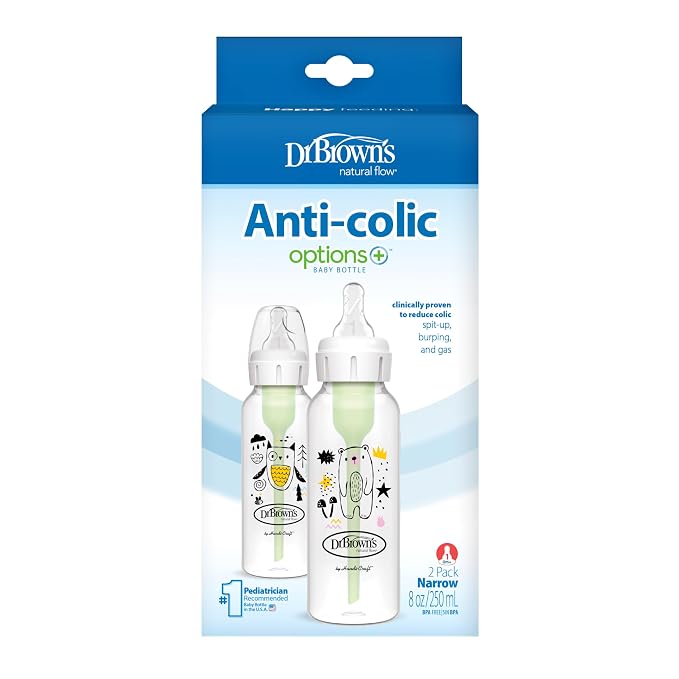 Dr. Brown's Natural Flow Anti-Colic Options+ Narrow Baby Bottle, Bear & Owl - Image 8
