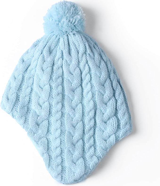 Duoyeree Kids Beanie Hat for Boys Girls Pom-pom Kint Hats Cozy Lining Winter - Image 2