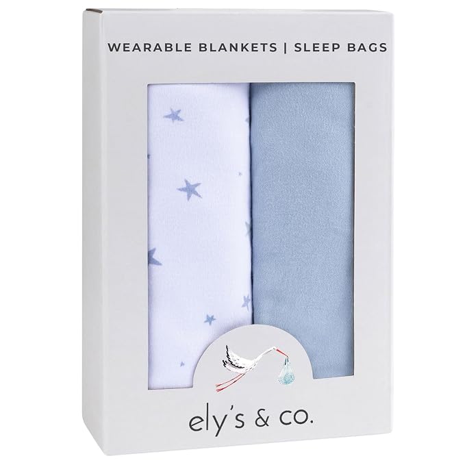 Ely's & Co. 100% Cotton Wearable Blanket Baby Sleep Bag Solid Dusty Blue and - Image 6