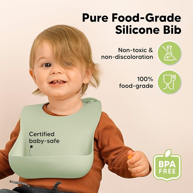 KeaBabies 2-Pack Silicone Baby Bibs - Image 2
