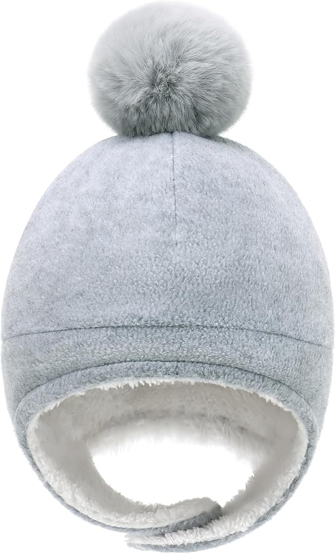 Baby Beanie Hat Pom Full Hood Hat Toddler Winter Hat Fleece Earflap Cap by Otoyzy
