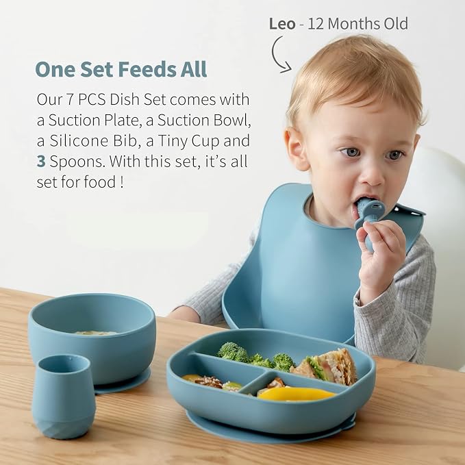 SAMiGO Silicone Baby Feeding Set, Baby Led Weaning Supplies, Suction Bowl Plate - Image 2