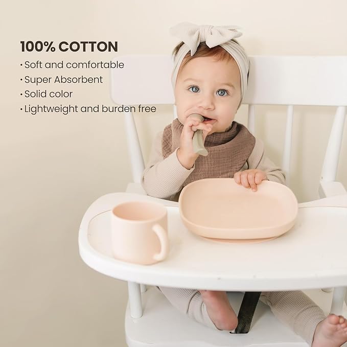 Konssy Muslin Baby Bibs 10 Pack Baby Bandana Drool Bibs 100% Cotton - Image 5