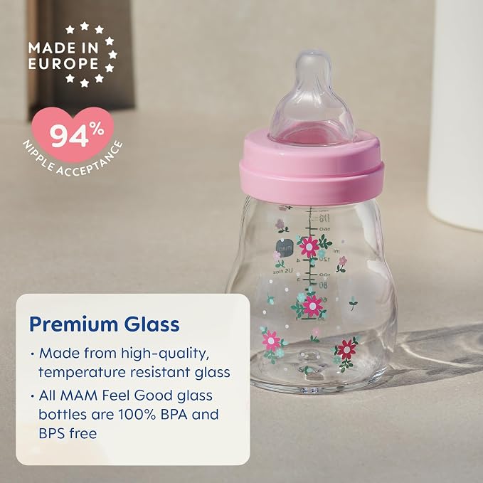 MAM Premium Glass Baby Bottles, Easy Switch Between Breast and Bottle, Feel - Image 2