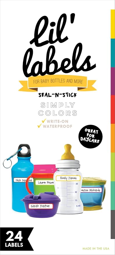 Bottle Labels, Food Pantry Label, Self-Laminating, Waterproof Kids Name Labels by LilLabels