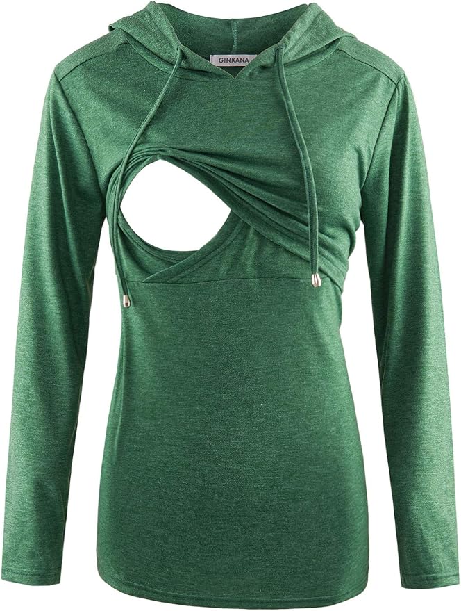 GINKANA Women's Nursing Hoodie Sweatshirt Long Sleeves Breastfeeding Maternity by GINKANA