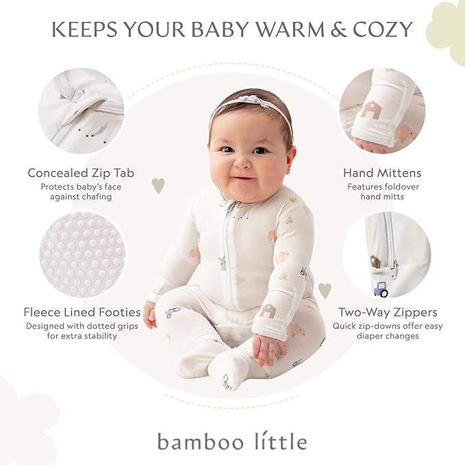 Bamboo Little Soft Baby Footie Pajamas, Baby Clothes, Newborn Sleepers - Image 2