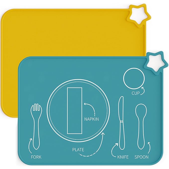 Moonkie Silicone Placemats for Baby & Kid, Stain-Proof Non-Slip Toddler Food by Moonkie