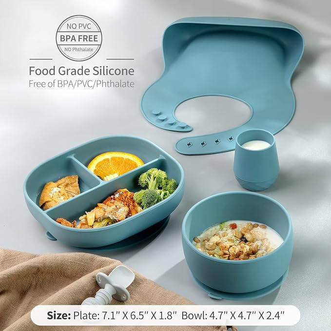 SAMiGO Silicone Baby Feeding Set, Baby Led Weaning Supplies, Suction Bowl Plate - Image 4