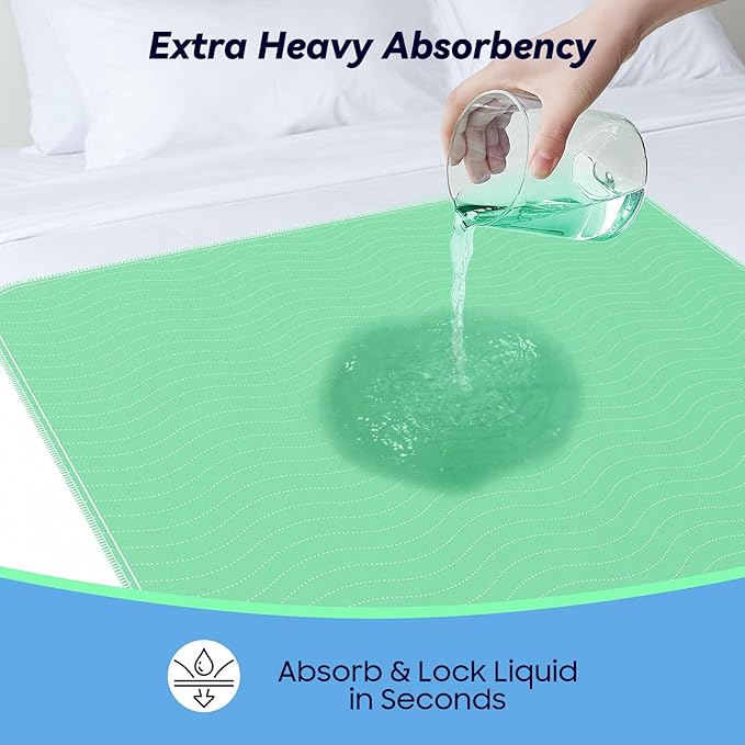 6 Pack 36” x 36” Extra Heavy Absorbency Washable Underpads, Waterproof Quick - Image 3