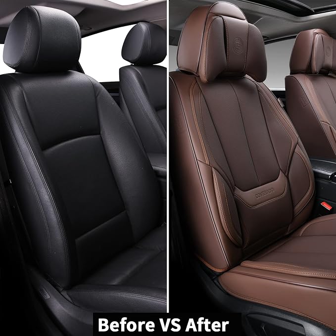 Coverado Universal Seat Covers Front, Waterproof Nappa Leather Car Seat Covers - Image 9