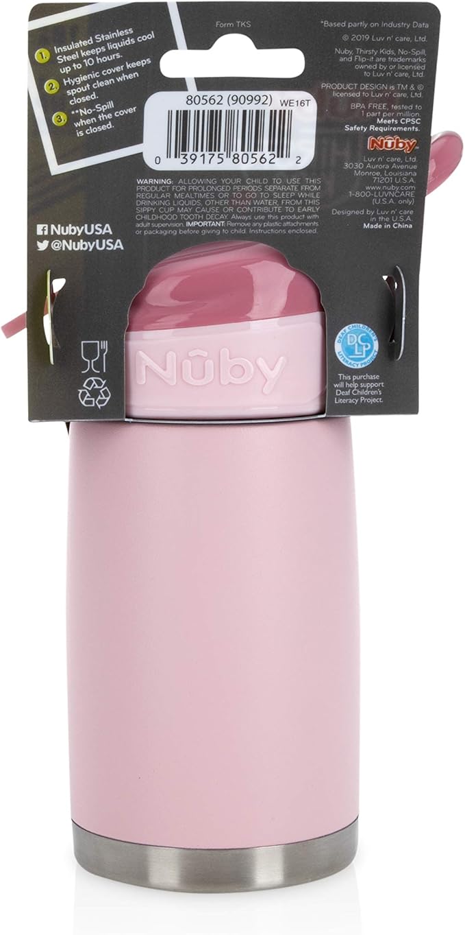 Nuby Thirsty Kids No Spill Flip-It Reflex Stainless Steel Travel Cup or Water - Image 10