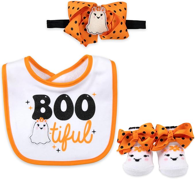 Baby Bib, Booties & Headwear Gift Set – 3 Piece Outfit by BabyEssentialsNotJusttheBasics