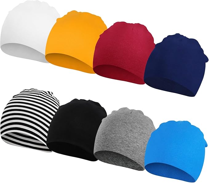 DRESHOW BQUBO 8 Pack Unisex Baby Beanie Hat Infant Toddler Kid Hats Baby Soft by DRESHOW