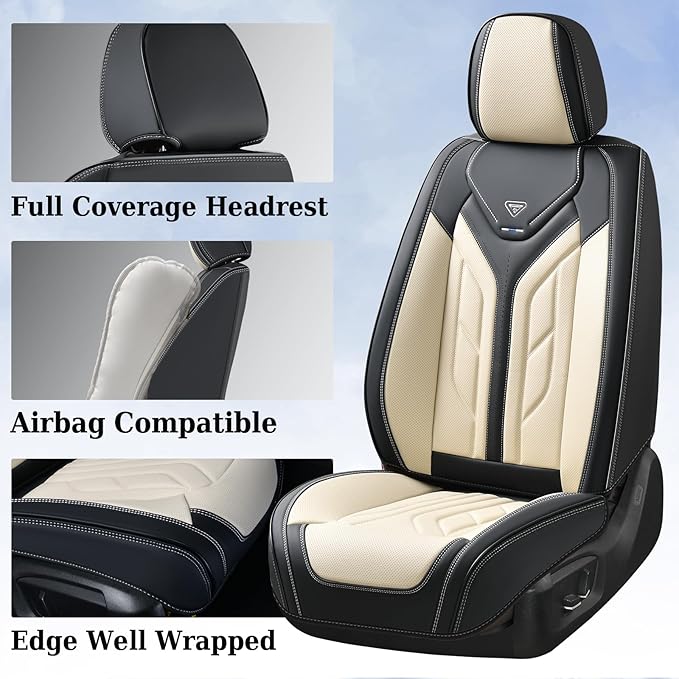 Coverado Front Seat Covers, Car Seat Covers Front Seats, Leather Seat Covers - Image 3