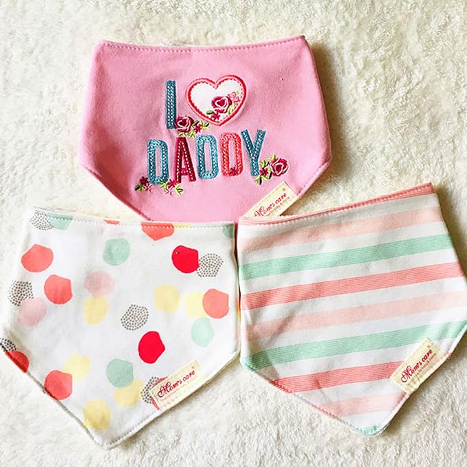 Baby Dribble Bib, Toddler Bandana Bib 3 Packs Super Absorbent Cotton Feeding - Image 2