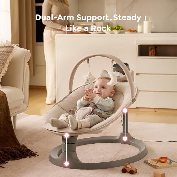 Momcozy 2-in-1 Electric Baby Swing, Dual-Arm Support System & Parent-Inspired - Image 2
