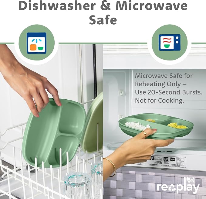 Re-Play Toddler Plates with Dividers & Silicone Lid - Image 7