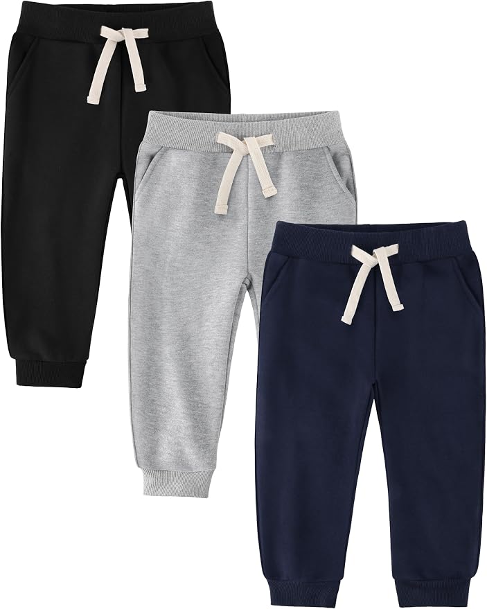 3 Pack Fleece Toddler Boys Sweatpants Kids Joggers Soft Cotton Toddler Boys by Unknown