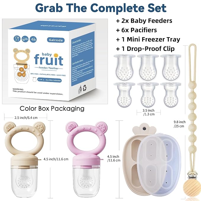 4 Pack Stylish Anti-Drop Fruit Pacifier Feeder, Breastmilk Popsicle Molds - Image 5