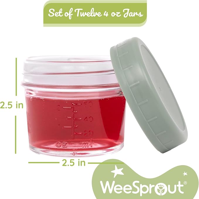 WeeSprout Glass Baby Food Storage Jars w/Lids Snack, Reusable Small Containers - Image 3