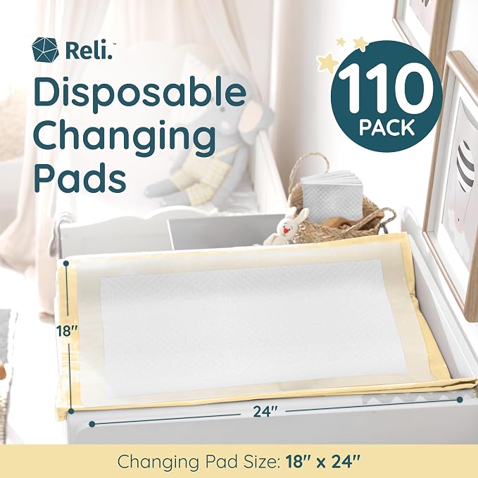 Reli. Disposable Changing Pads for Baby | 18" x 24" Disposable Diaper Changing - Image 2