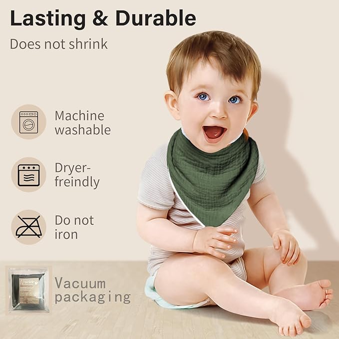 Muslin Baby Bibs, Soft Triangular Baby Bandana Drool Bibs - Image 4
