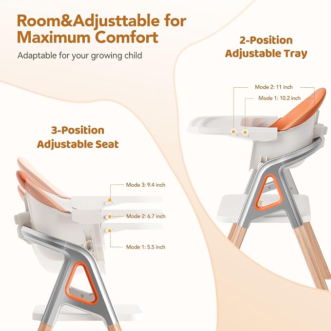 CoziBB Baby High Chair, 6 in 1 Convertible Growing Baby Highchairs - Image 6