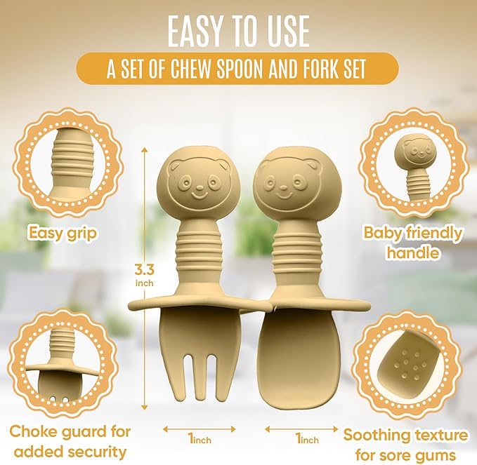 4pc Silicone Baby Spoons Self Feeding Baby Utensils 6-12 Months - Image 4
